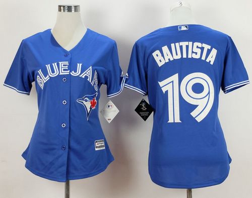 Blue Jays #19 Jose Bautista Blue Women's Fashion Stitched MLB Jersey